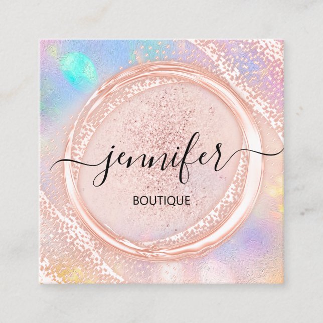 Berufliche Boutique Shop Schönheitslogo Quadratische Visitenkarte (Vorderseite)