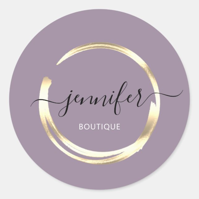 Berufliche Boutique Shop Violet Gold Circle Runder Aufkleber (Vorderseite)