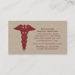 Berufliche Caduceus Business Card, Red Visitenkarte