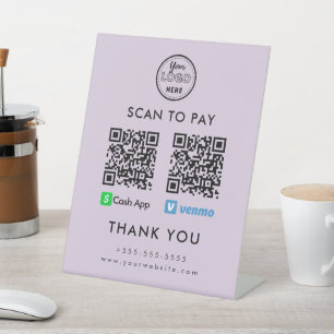 Berufliche Cash App Venmo QR-Code Scan zu bezahlen Sockelschild