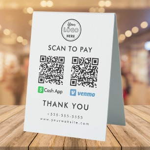 Berufliche Cash App Venmo QR-Code Scan zu bezahlen Tischaufsteller