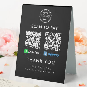 Berufliche Cash App Venmo QR-Code Scan zu bezahlen Tischaufsteller