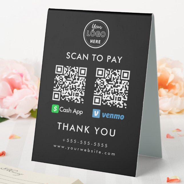Berufliche Cash App Venmo QR-Code Scan zu bezahlen Tischaufsteller (In Situ (Hochzeit))