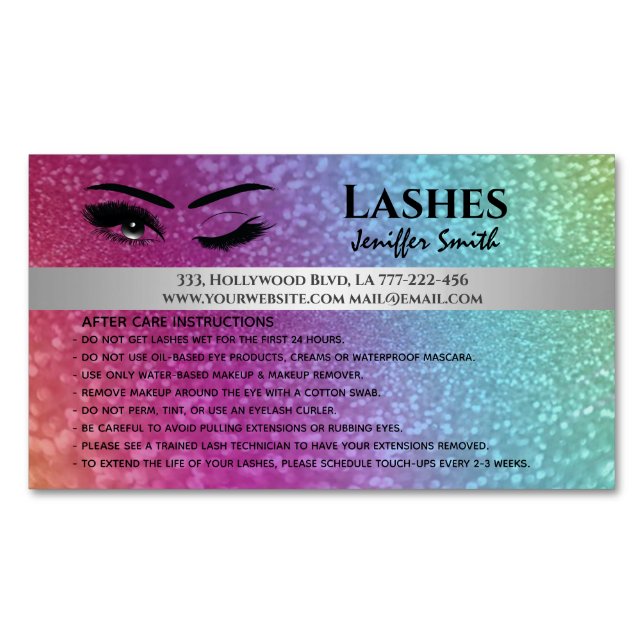Berufliche chische holografische Lashes Magnetische Visitenkarte (Vorderseite)