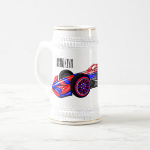 Berufliche Darstellung des Cartoon von Rennfahrzeu Bierglas