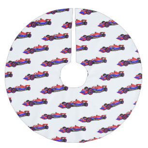 Berufliche Darstellung des Cartoon von Rennfahrzeu Polyester Weihnachtsbaumdecke