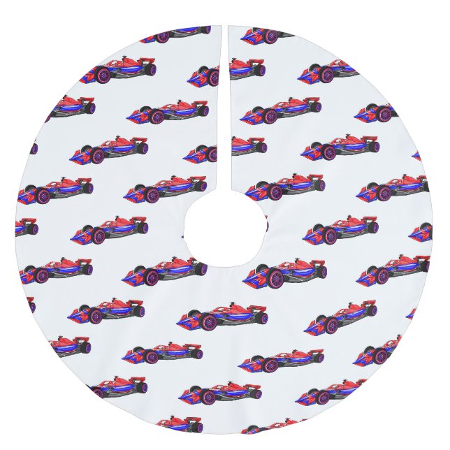Berufliche Darstellung des Cartoon von Rennfahrzeu Polyester Weihnachtsbaumdecke (Vorderseite)