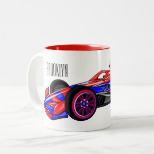 Berufliche Darstellung des Cartoon von Rennfahrzeu Zweifarbige Tasse
