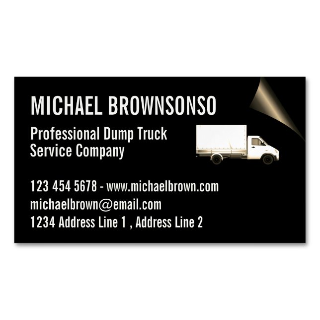 Berufliche Dump Truck Service Magnetische Visitenkarte (Vorderseite)