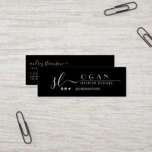 Berufliche Einfache Chic Monogram Schwarz/Weiß Mini Visitenkarte