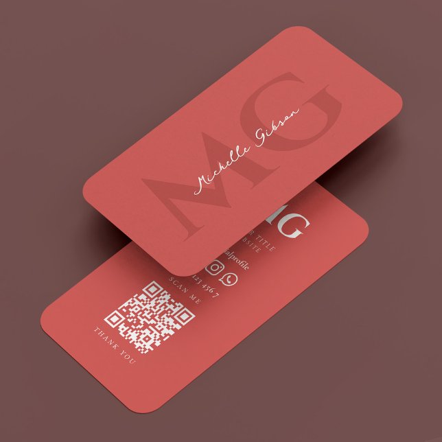 Berufliche Einfache Initialen Dunkle Korallen Mode Visitenkarte (Professional Simple Initials Dark Coral Modern Business Card
)