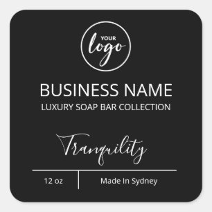 Berufliche, einfache Logo-Black-Soap-Bar Quadratischer Aufkleber