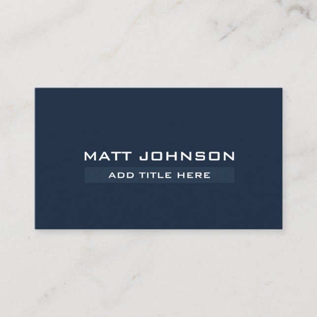 Berufliche einfache Navy Blue Business Card Visitenkarte (Vorderseite)