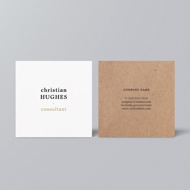 Berufliche Elegant Minimal Kraft Braun Weiß Quadratische Visitenkarte (Von Creator hochgeladen)