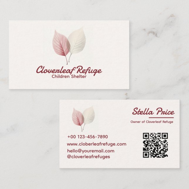 Berufliche Elegant Nature Pink Beige Pflege Einfac Visitenkarte (Vorne/Hinten)
