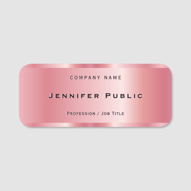 Berufliche Elegant Template Rose Gold Luxuriös Namensschild (Vorderseite)