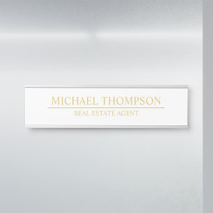 Berufliche Elegant White and Gold Türschild