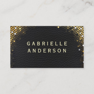 Berufliche, elegante Black Leather/Gold-Sequenz Visitenkarte