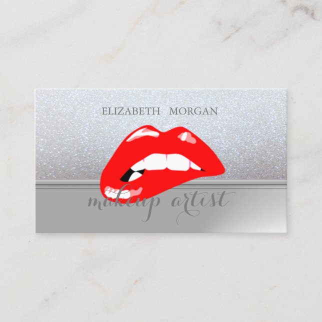 Berufliche Elegante Chic Glitterie, Rote Lippen Visitenkarte (Vorderseite)