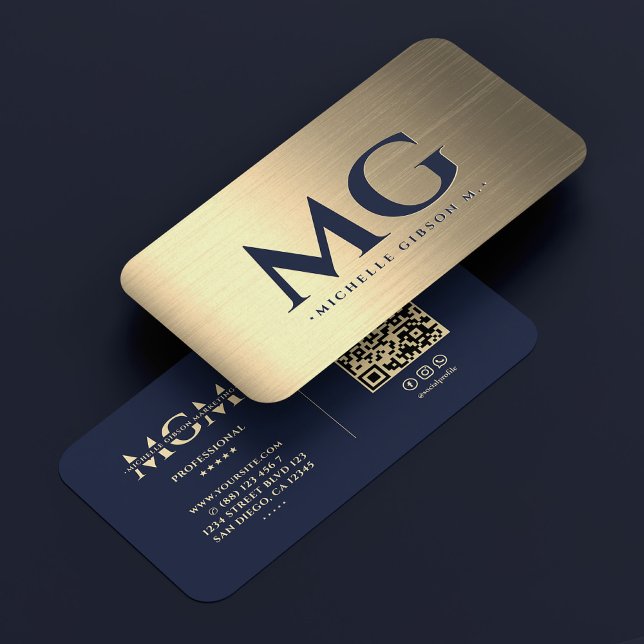 Berufliche elegante Dunkle Navy Imitats Gold Moder Visitenkarte (Professional Elegant Dark Navy Blue Gold Modern Business Card
)