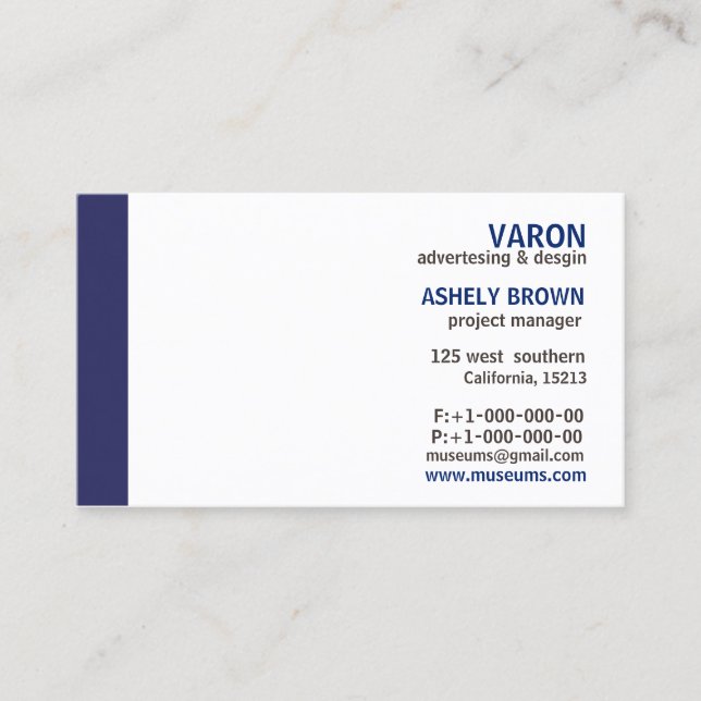 Berufliche elegante einfache blaue Geschäfts-Karte Visitenkarte (Vorderseite)