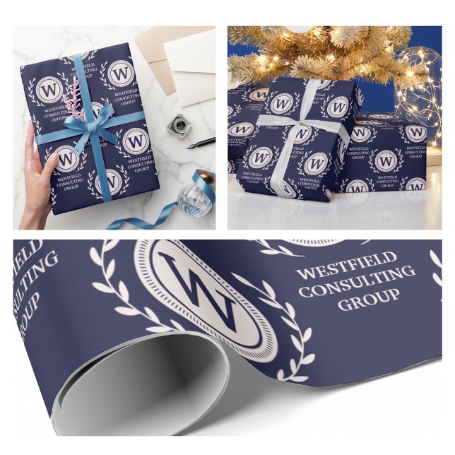 Berufliche elegante Geschenkwrap Geschenkpapier (Professional Elegant Business navy blue corporate marketing advertising swag modern simple wrapping )