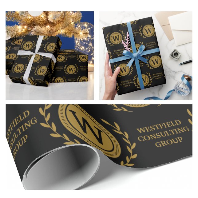 Berufliche elegante Geschenkwrap Geschenkpapier (Professional Elegant Business Monogram Gift Wrap gold corporate simple crafts party wrapping paper )