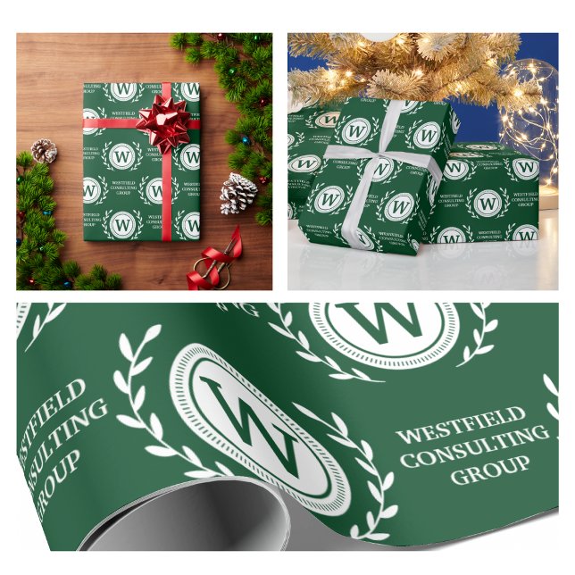 Berufliche elegante Geschenkwrap Geschenkpapier (business elegant monogram wrapping paper holiday green festive christmas party best promotional work)