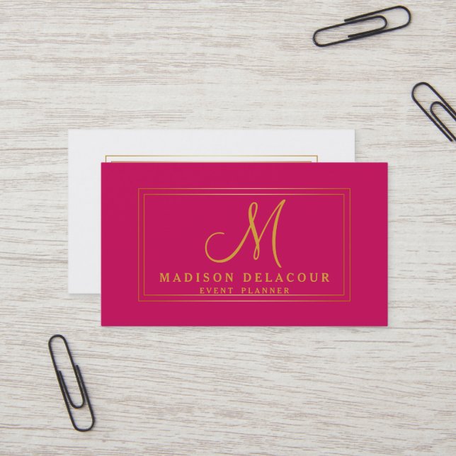 Berufliche Elegante Moderne Monogram Gold & White Visitenkarte (Vorderseite/Rückseite Beispiel)