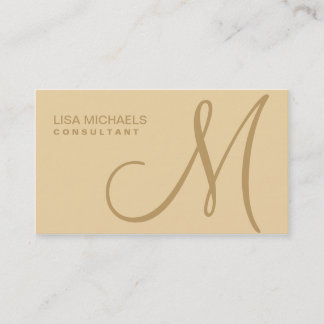 Berufliche elegante Monogram Makeup Artist Beige Visitenkarte