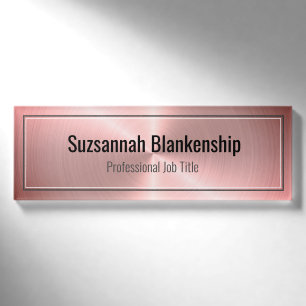 Berufliche elegante rosafarbene Imitat metallisch Namenschild