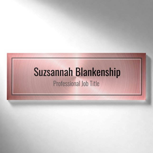 Berufliche elegante rosafarbene Imitat metallisch Namenschild (Vorderseite)