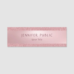 Berufliche Elegante Rose Gold Glitzer Moderner Chi Namensschild