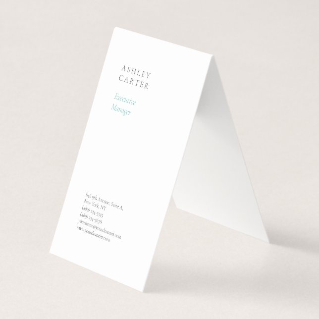 Berufliche, elegante Weiß-Blau-minimalistisch mode Visitenkarten (Vorderseite)