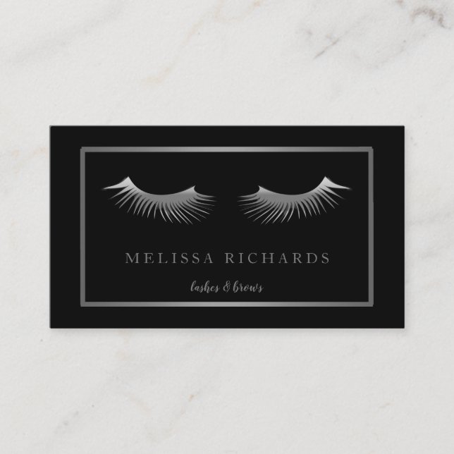 Berufliche Eyelashes Makeup Artist Black Busines Visitenkarte (Vorderseite)