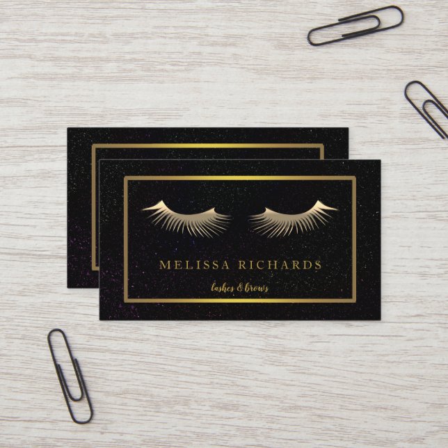 Berufliche Eyelashes Makeup Artist Black Visitenkarte (Vorderseite/Rückseite Beispiel)