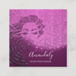 Berufliche Eyelashes Salon Pink Berry Quadratische Visitenkarte