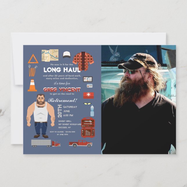 Berufliche Fernlastfahrer-Foto-Einladung Einladung (Vorderseite)