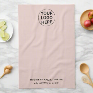 Berufliche Firmenlogos und Text in Rosa Geschirrtuch