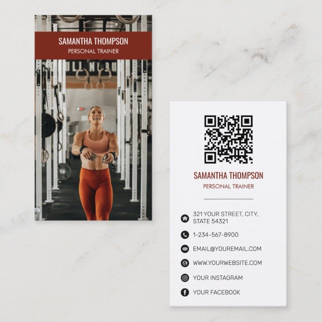 Berufliche Fitness Foto Social Media-Einfluss Visitenkarte (Vorne/Hinten)