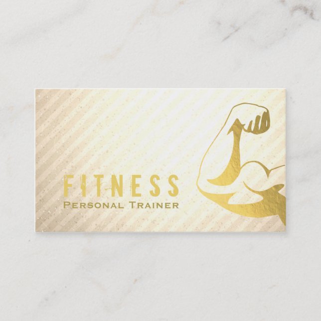 Berufliche Fitness Personal Trainer Gold Muskel Visitenkarte (Vorderseite)