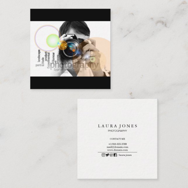 Berufliche Fotografie Quadratische Visitenkarte (Vorne/Hinten)