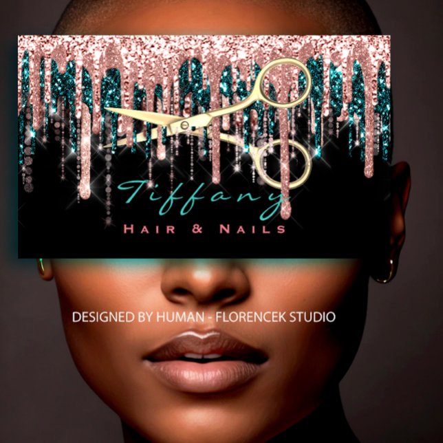 Berufliche Friseurschere Rose Black Gold Visitenkarte (Professional Hairdresser Scissors Rose Black Gold Business Card)