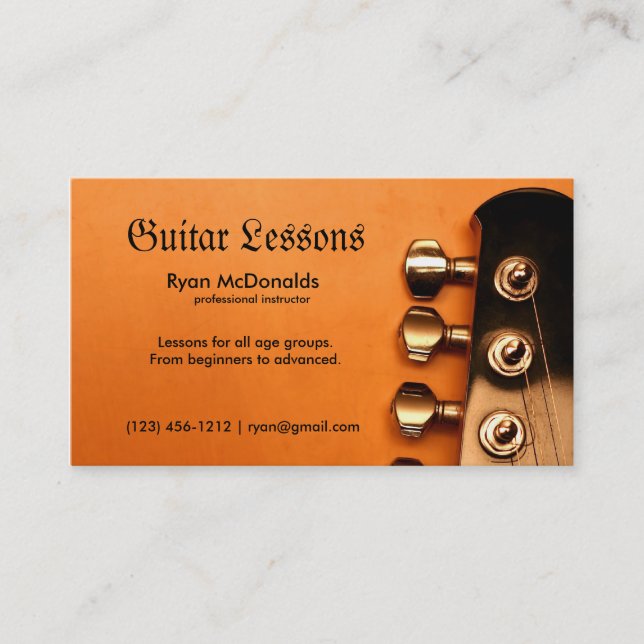Berufliche Gitarren-Lektions-Geschäfts-Karten Visitenkarte (Vorderseite)