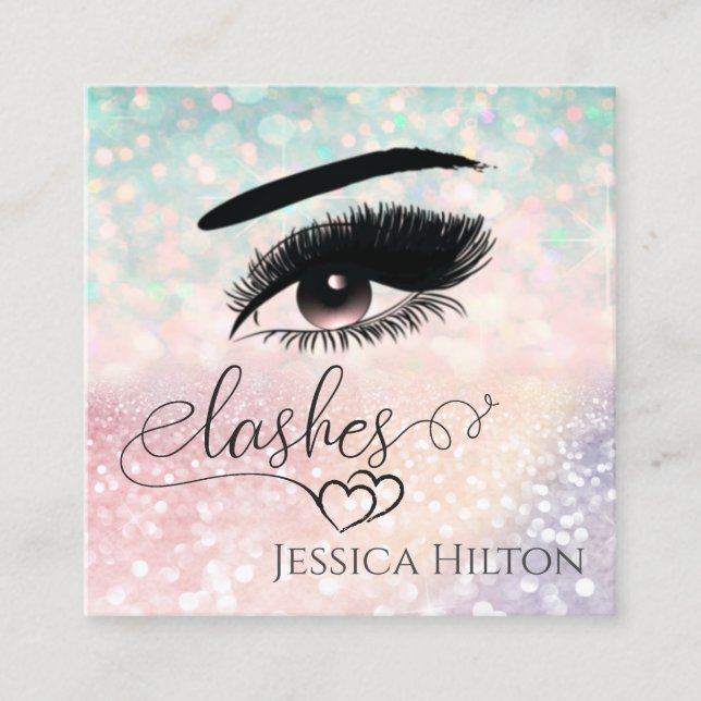 Berufliche glamouröse, moderne glänzende Lashes Quadratische Visitenkarte (Vorderseite)