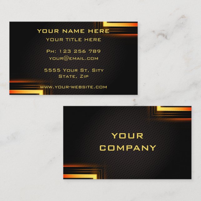 Berufliche Gold Black Business Card Schriftart wäh Visitenkarte (Vorne/Hinten)