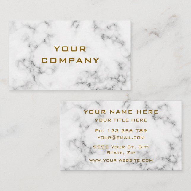 Berufliche Gold Business Card aus weißem Marmor Visitenkarte (Vorne/Hinten)