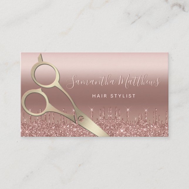 Berufliche Gold-Haarstylist-Rose Gold Beauty Visitenkarte (Vorderseite)