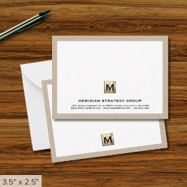 Berufliche Gold Monogram Note Card Leinengrenze Mitteilungskarte