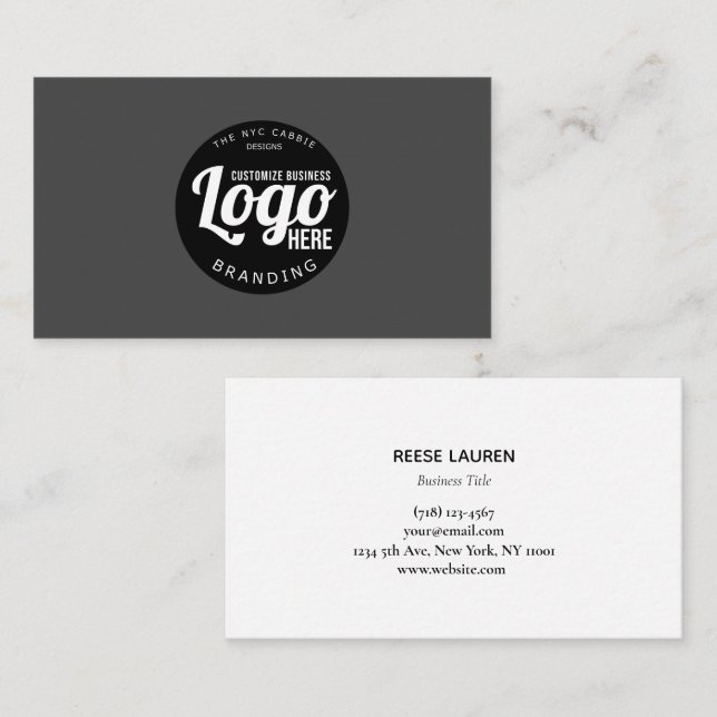 Berufliche graue Visitenkarte mit Logo (Vorne/Hinten)